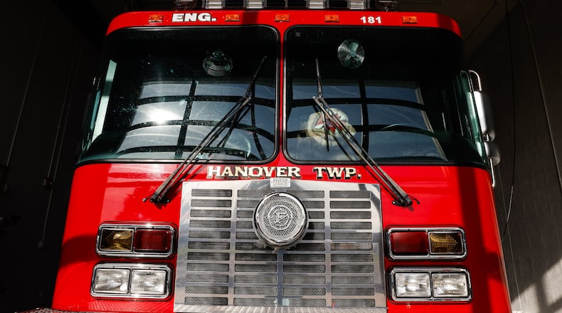 A fire truck sits inside the Hanover Twp. Fire Station at 1775 Morman Road. The township is putting before voters a 5-mill fire/EMS levy for fire and emergency services on the May 5 ballot to replace a levy set to expire at the end of the year. NICK GRAHAM/STAFF
