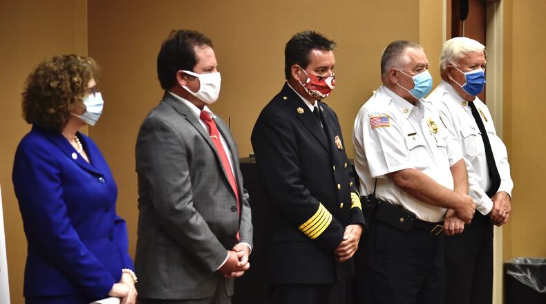 The Butler County General Health District held a news conference on Wednesday, July 8, 2020, to discuss Gov. Mike DeWine's plan update. NICK GRAHAM / STAFF