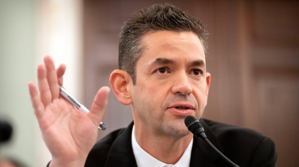 Jared Isaacman, President Donald Trump's pick to be NASA Administrator, speaks during a hearing of the Senate Commerce, Science, and Transportation on Capitol Hill, Wednesday, Dec. 3, 2025, in Washington. (AP Photo/Mark Schiefelbein)