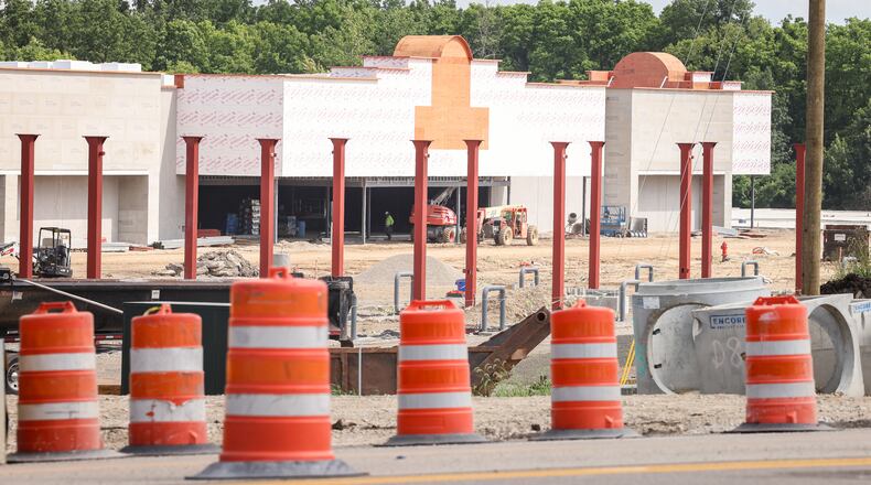 Construction continues on the Buc-ee's at 8000 State Route 235 in Huber Heights. The company is hiring staff for the location, which is estimate to open in April of 2026. BRYANT BILLING / STAFF