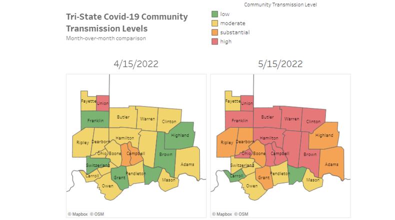 COVID-19 cases are rising in the region, according to the CDC. IMAGE: WCPO