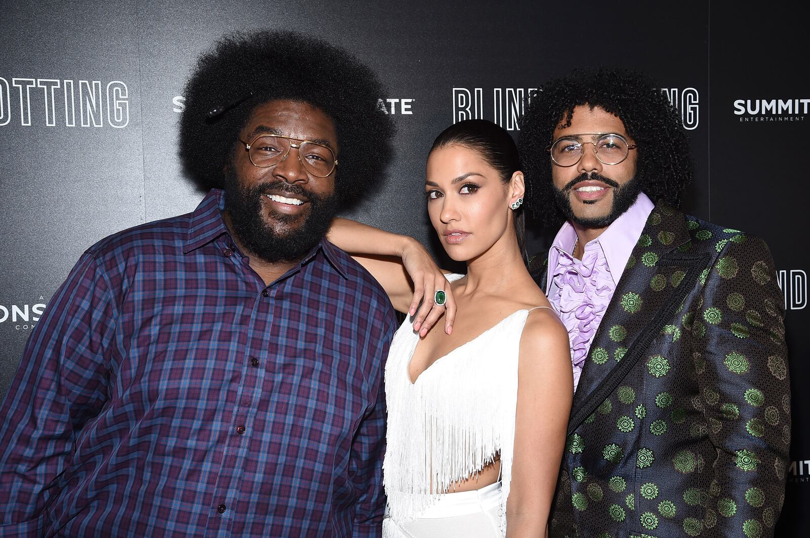 NEW YORK, NY - JULY 16:  (L-R) Questlove, Janina Gavankar and Daveed Diggs attend the screening of "Blindspotting" hosted by Lionsgate at Angelika Film Center on July 16, 2018 in New York City.  (Photo by Dimitrios Kambouris/Getty Images)