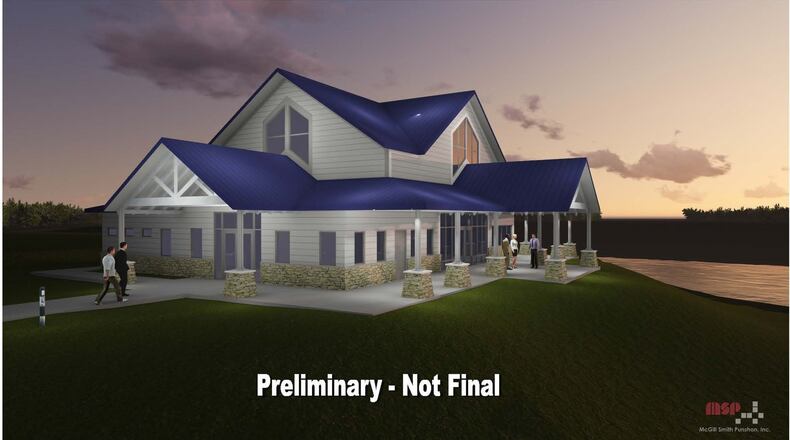 An artist’s rendition of the $1 million River Center facility in Middletown that will be constructed by MetroParks of Butler County. The new facility will be located in the city’s Bicentennial Commons park along the Great Miami River. CONTRIBUTED