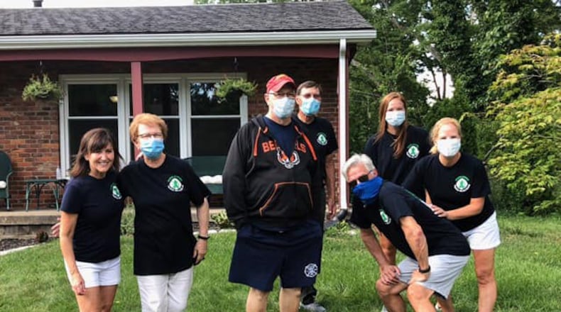 More than 100 Middletown firefighters, police officers, relatives and friends drove by Paul Lolli's home Sunday night, days after the Middletown fire chief received a liver transplant. SUBMITTED PHOTO