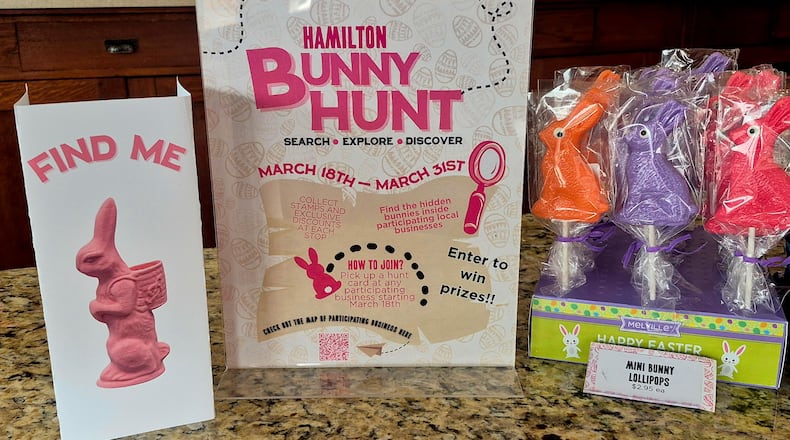 The Neighborhood Easter Bunny Scavenger Hunt will run from March 18 through March 31 in Hamilton, Oakley and Montgomery. Contributed.