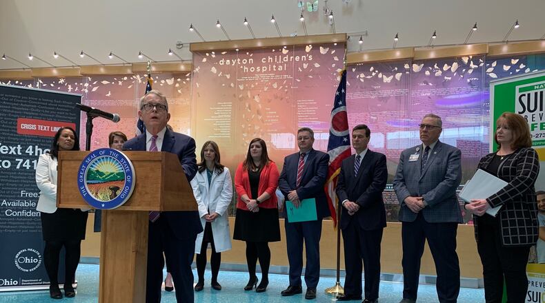 Ohio Gov. Mike DeWine announced a plan to coordinate suicide prevention efforts across Ohio. At an event at Dayton Children’s Hospital, the plan calls for raising awareness, integrating prevention practices across education, public safety and health care networks, focusing on at-risk groups and continue to gather data.