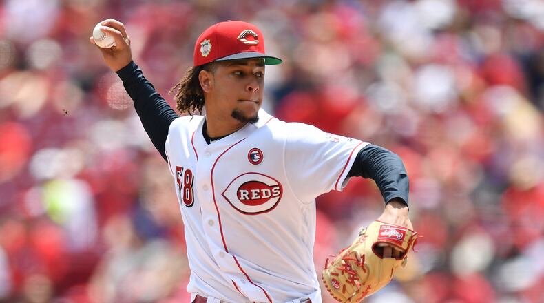 CINCINNATI, OH - JULY 4:  Luis Castillo #58 of the Cincinnati Reds pitches in the second inning against the Milwaukee Brewers at Great American Ball Park on July 4, 2019 in Cincinnati, Ohio.  (Photo by Jamie Sabau/Getty Images)