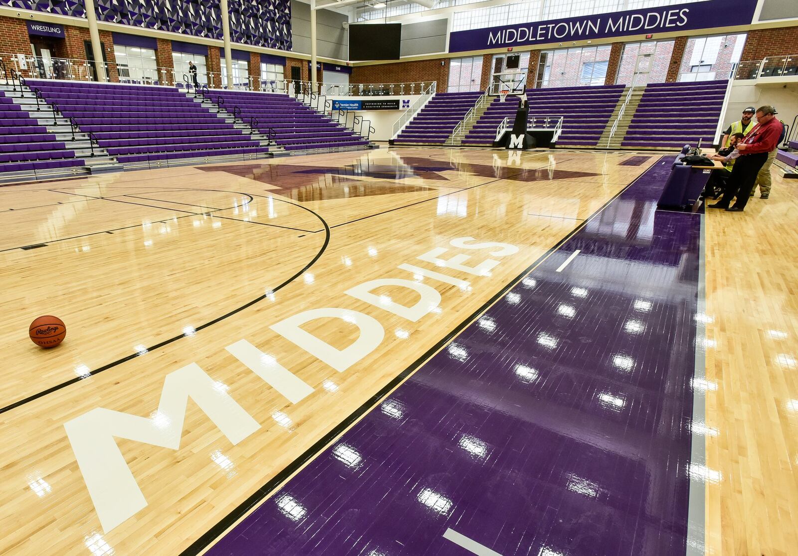 The new Jerry Lucas Court in Wade E. Miller Arena. The first game in the arena will take place Saturday, Dec. 9, at Middletown High School. The final game at the old Wade E. Miller Gym is Friday.