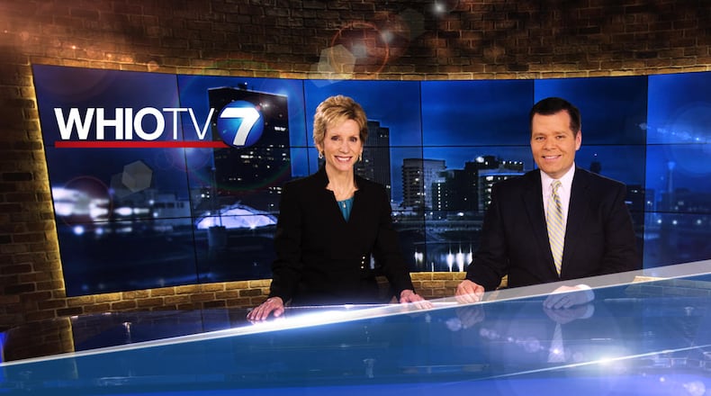 WHIO-TV was pulled from the DirectTV and AT&T channel lineup after they were unable to reach a new transmission deal. Pictured are longtime WHIO-TV anchors Cheryl McHenry, left, and James Brown in the news station's studio.