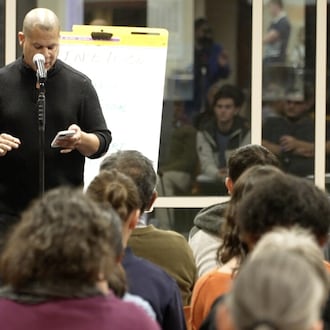 Students gather at Xavier University to discuss ongoing ICE operations. DREW TANNER/WCPO/CONTRIBUTED