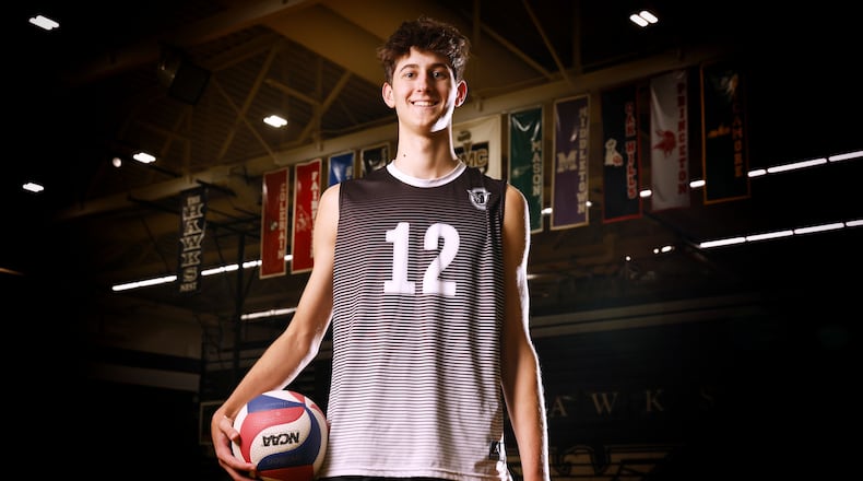 Grant Simer is a senior player on the Lakota East High School boys volleyball team. NICK GRAHAM/STAFF