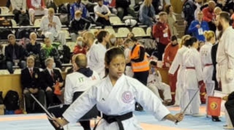 Badin High School junior Kendyl Roberts recently added to her already impressive karate competition resume by bringing home a gold medal from an international event in Romania. The 17-year-old Roberts won top honors at the World Karate Championships in Romania. (Provided Photo\Journal-News)