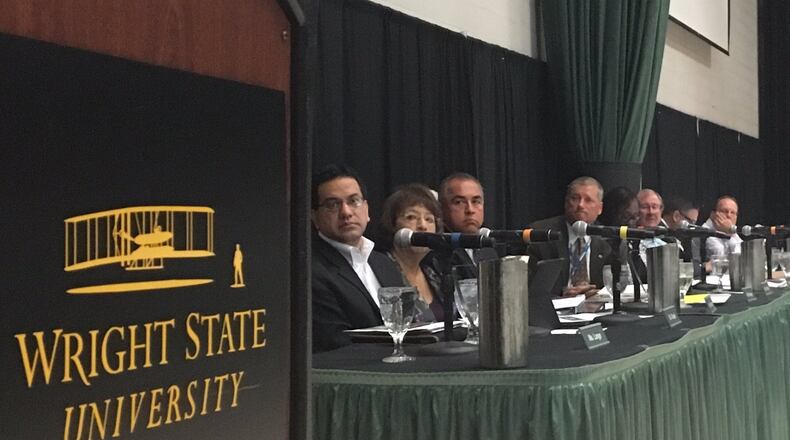 Wright State trustees during a budget hearing at the university.