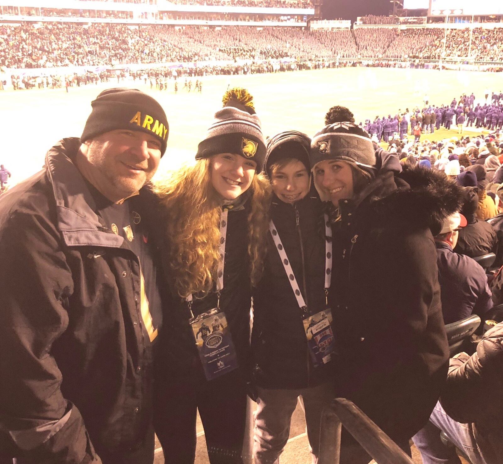 Pictured are the Federmann family (Christopher, Payton, Dominic and Abby) at a recent Army-Navy game. PROVIDED