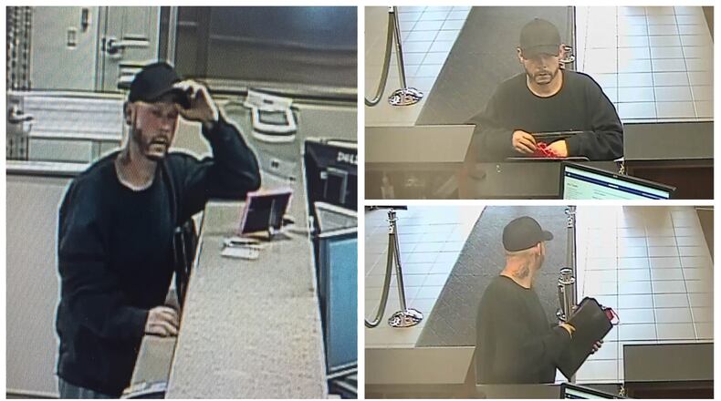 The suspect in two Hamilton bank robberies that happened Thursday afternoon. CONTRIBUTED/HAMILTON POLICE DEPARTMENT