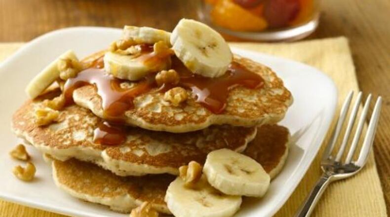These banana nut pancakes are just one tasty offering from Cobblestone Village Cafe.