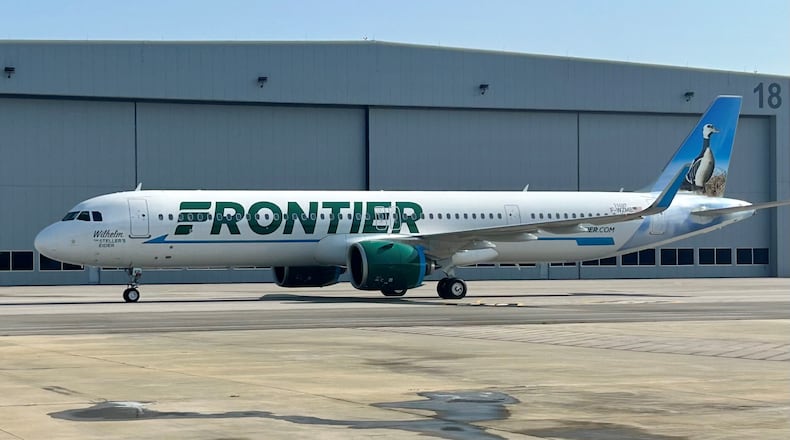 Airbus A321neo leased by Aviation Capital Group to Frontier Airlines features “Wilhelm, THE STELLER’S EIDER.” (Photo: Business Wire)