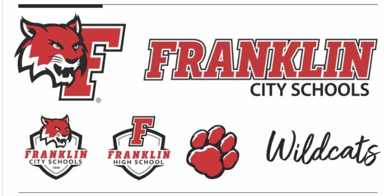 A modern, red, black, and white wildcat with alert ears and open eyes is part of Franklin City Schools’ new district brand that was unveiled at the Sept. 12 groundbreaking of the new Franklin High School. CONTRIBUTED/FRANKLIN CITY SCHOOLS