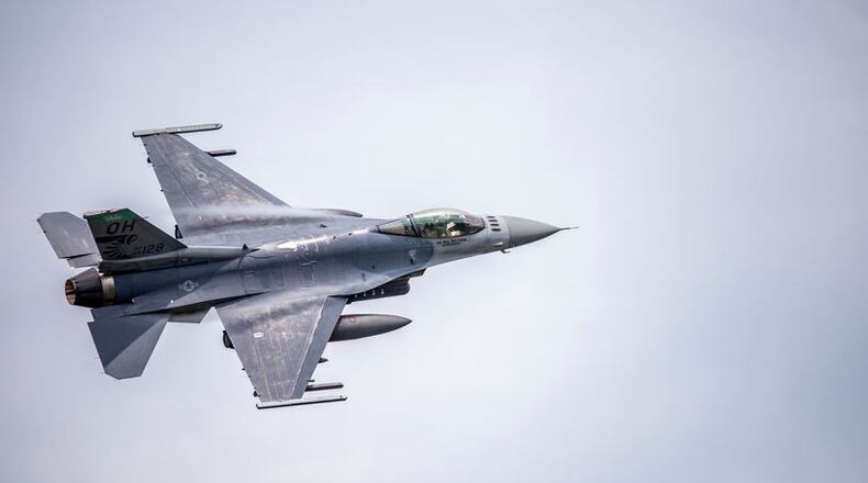 U.S. Air Force Capt. William Ross, an F-16 Fighter Pilot assigned to the Ohio National Guard’s 180th Fighter Wing, takes off in an F-16 Fighting Falcon during a training flight at the 180FW in Swanton, Ohio, July 30, 2020. (U.S. Air National Guard photo by Senior Airman Kregg York)