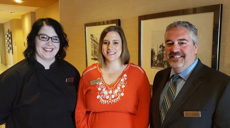 Courtyard by Marriott Hamilton’s newest leadership team includes (left to right) Executive Chef Rachel Givens, Director of Sales Stephanie Rose and General Manager Matthew Nash. Givens and Nash are new to the hotel while Rose was employed there for the past six years before being promoted to her new role. ERIC SCHWARTZBERG