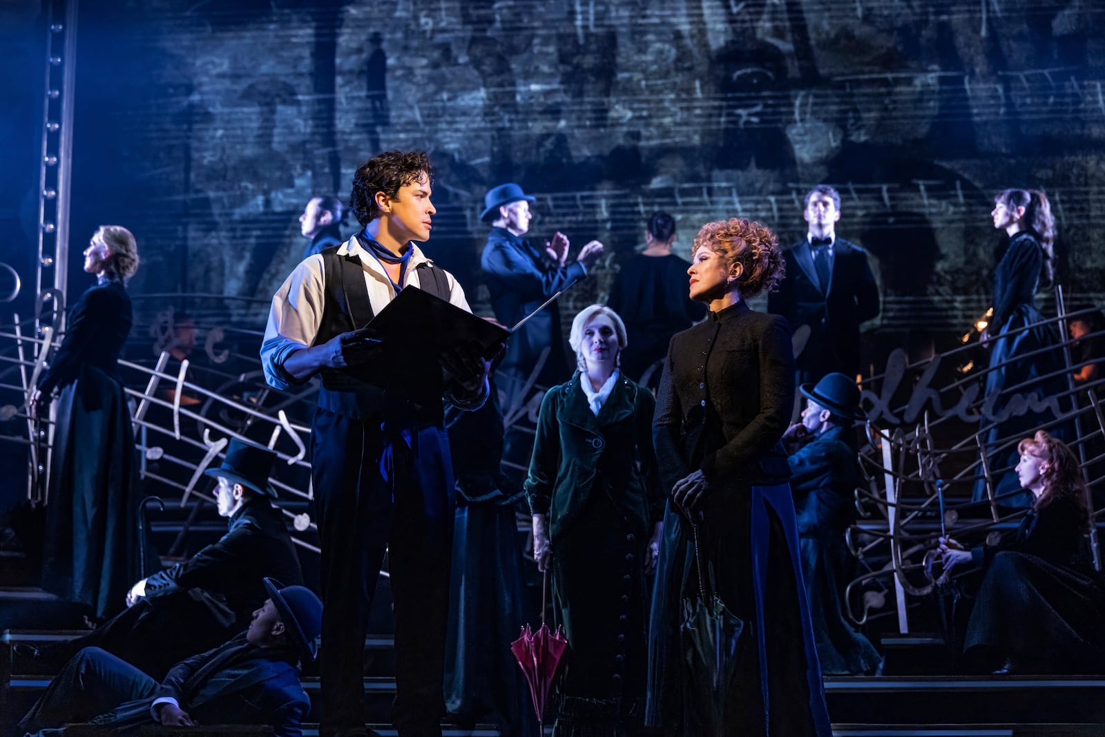 Jacob Dickey, and Bernadette Peters perform in a new production of Cameron Mackintosh's "Stephen Sondheim's Old Friends". (Matthew Murphy via AP)