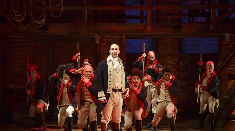 The national tour of Lin-Manuel Miranda’s 2015 blockbuster musical “Hamilton,” currently playing Cleveland’s Playhouse Square through Aug. 26, will also be seen in Columbus and Cincinnati during the 2018-2019 season. (Contributed photo by Joan Marcus)