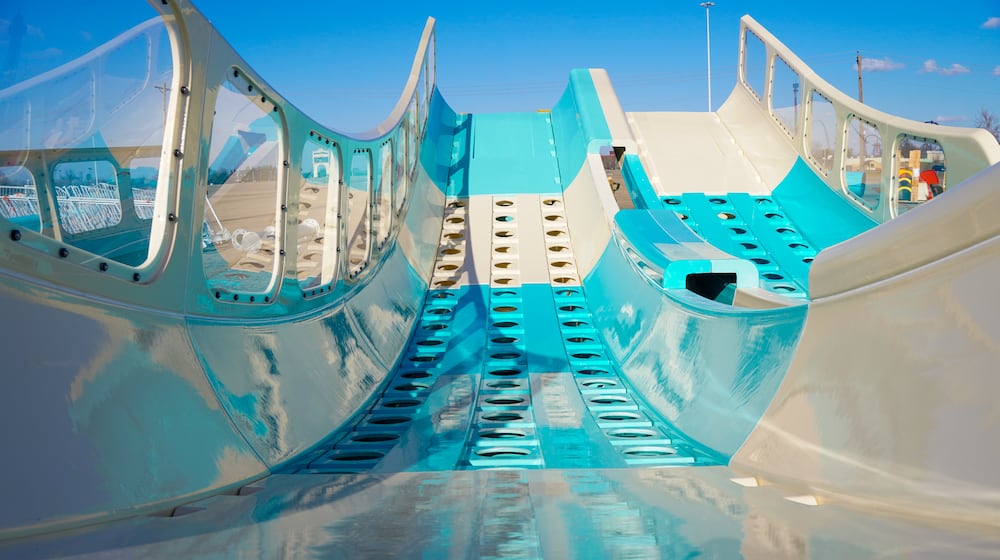 Pieces of the track for Kings Island's RiverRacers attraction, set to open this summer. CONTRIBUTED