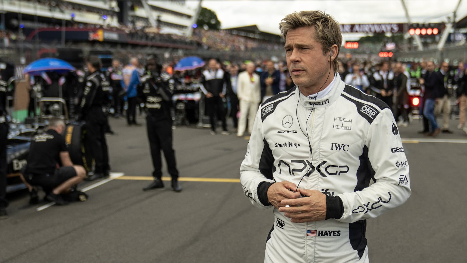 This image released by Warner Bros Pictures shows Brad Pitt in a scene from "F1 The Movie." (Warner Bros Pictures via AP)