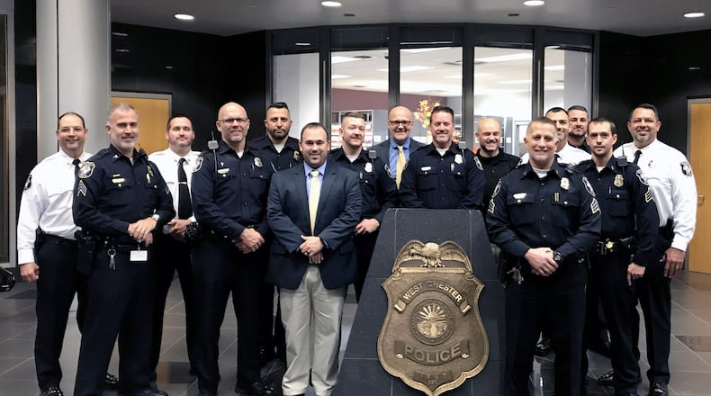 West Chester Police Department relaxed its policies on mustaches, beards and goatees so that officers could participate in a No Shave November initiative benefiting a local non-profit. CONTRIBUTED