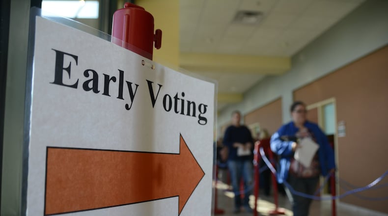 Voter registration for the Nov. 3 general election ends on Oct. 5 (which can be done online) and early voting starts on Oct. 6. Registered voters can also request an absentee ballot be mailed to their home. The Ohio Secretary of State's Office mailed 7.8 million absentee ballot request forms at the beginning of September 2020. MICHAEL D. PITMAN/FILE