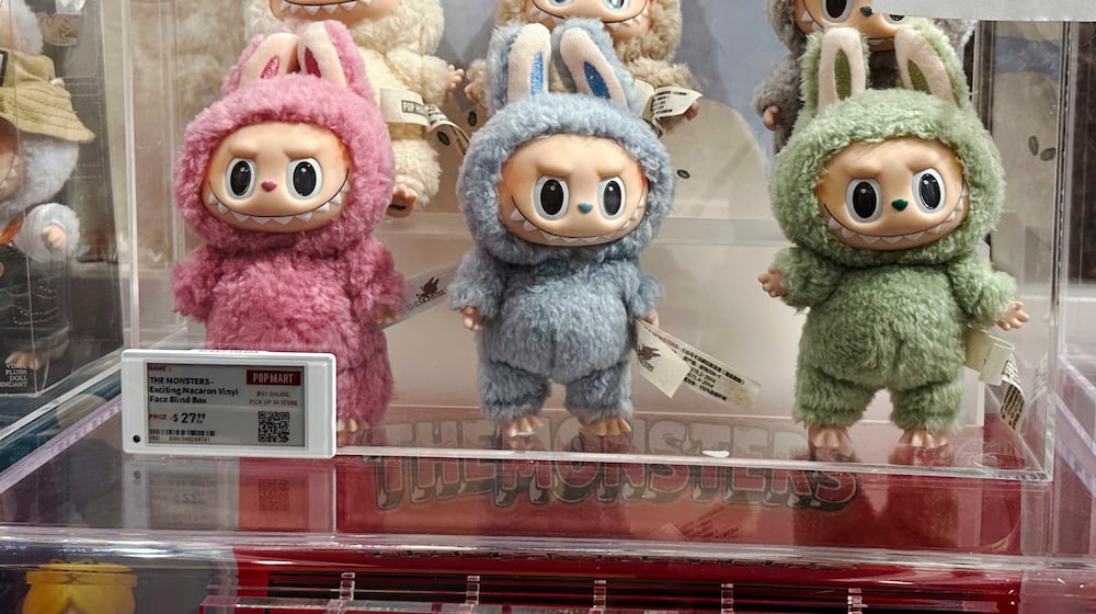 FILE - Labubu dolls are on display at the Pop Mart store at American Dream mall in East Rutherford, N.J., on Saturday, July 12, 2025. (AP Photo/Ted Shaffrey, File)