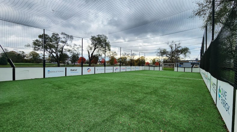 The city of Hamilton is in line to have the 11th mini pitch from the FC Cincinnati Foundation. Pictured is the Foundation's ninth mini pitch at Douglass Park in Middletown, which opened in 2023. NICK GRAHAM/STAFF