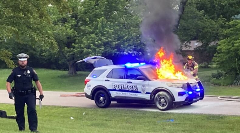 West Chester Twp. and its insurance company have sued Ford Motor Company after a police cruiser spontaneously combusted in May 2021. CONTRIBUTED