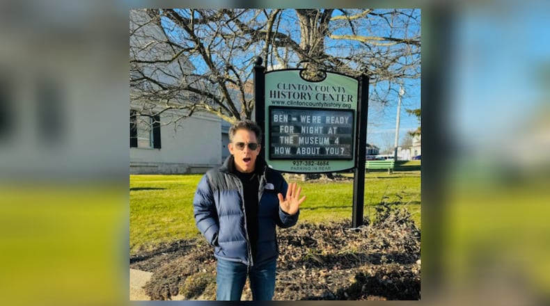 Actor Ben Still is seen last week in Clinton County, Ohio, where he filmed his latest movie. he posted this photo to Instagram with the caption: "Thanks everyone in Wilmington for being so kind and generous. Loved filming here! And thanks to http://TheMurphyTheater.org! Check it out it’s a beautiful theater with lots of history. And yes http://ClintonCountyhistory.org let’s go for #4!" BEN STILLER/INSTAGRAM