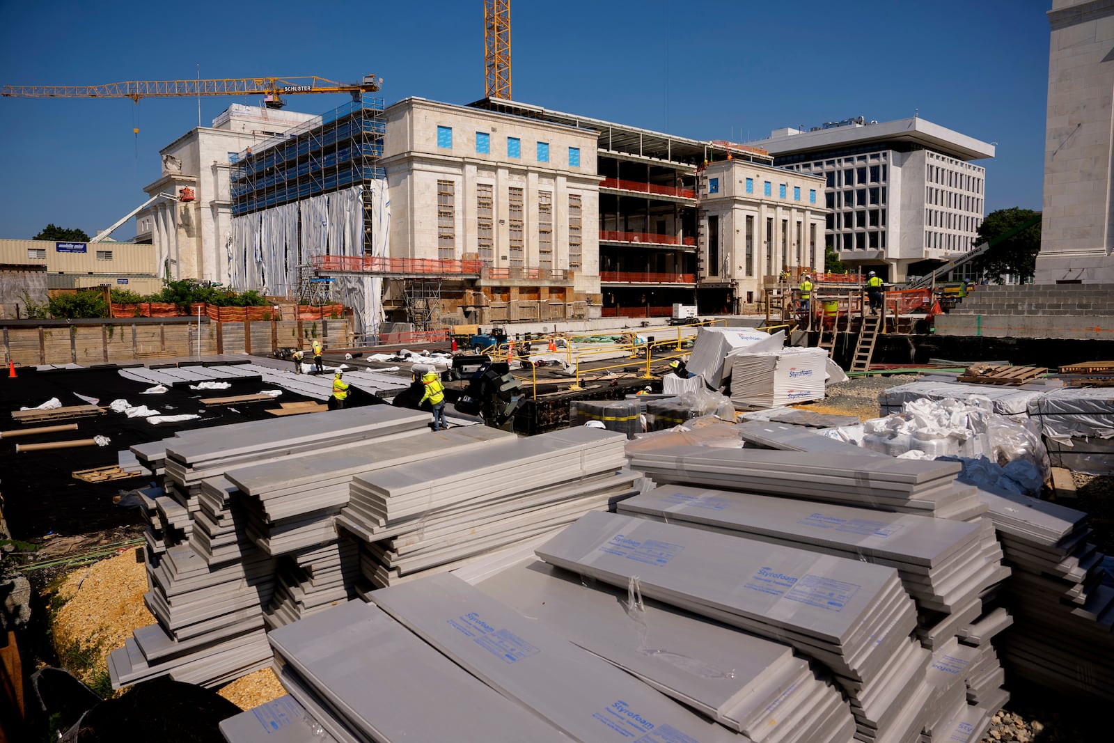The Federal Reserve is pictured as renovations continue, Thursday, July 24, 2025, in Washington. (Andrew Harnik/Pool Photo via AP)