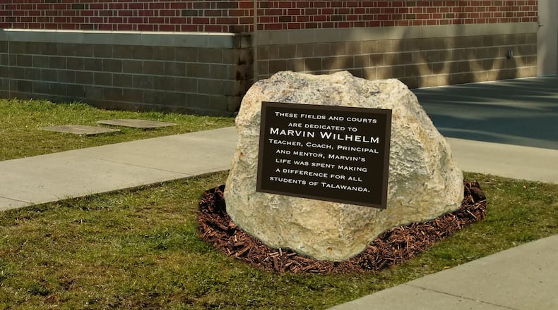 A large rock with a plaque honoring Marvin Wilhelm is being proposed on the grounds adjacent to the fieldhouse. CONTRIBUTED