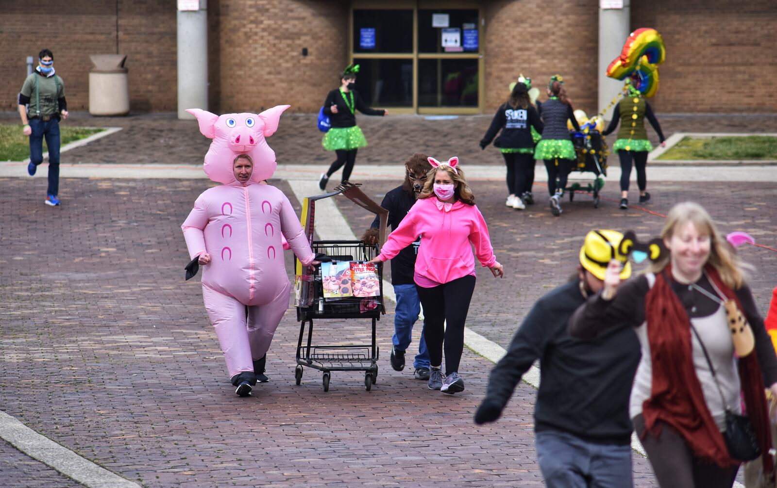 Teams participated in the Kiwanis Club of Middletown 2021 Book Around Middletown Shopping Cart Challenge Saturday, March 13, 2021. Challenges were set up for competitors at businesses throughout downtown. All proceeds went to Dolly Parton's Imagination Library. NICK GRAHAM / STAFF