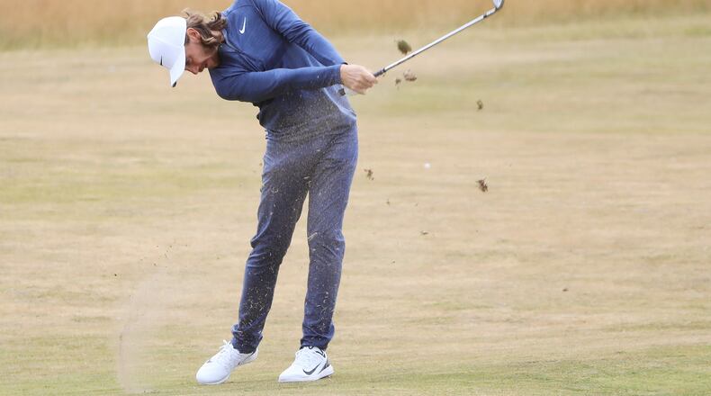 CARNOUSTIE, SCOTLAND - JULY 16: Tommy Fleetwood of England plays a shot during previews to the 147th Open Championship at Carnoustie Golf Club on July 16, 2018 in Carnoustie, Scotland. (Photo by Sam Greenwood/Getty Images)