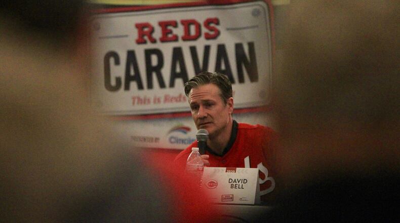 Reds manager David Bell appears on the North Tour of the Reds Caravan on Thursday, Jan. 16, 2020, at Polaris Fashion Place in Columbus. David Jablonski/Staff