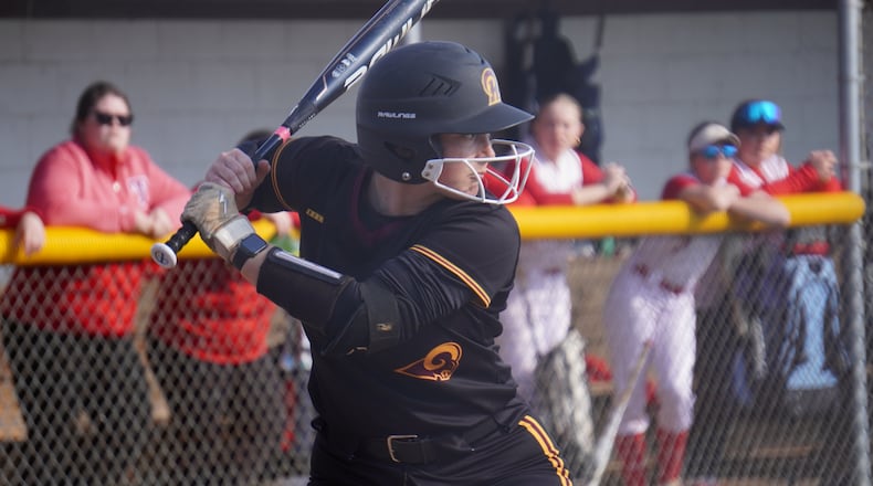 Ross senior Myrissa Combs waits for a pitch against Talawanda on Thursday. Chris Vogt/CONTRIBUTED