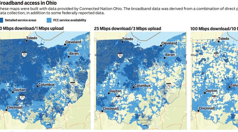 Broadband availability across Ohio.
