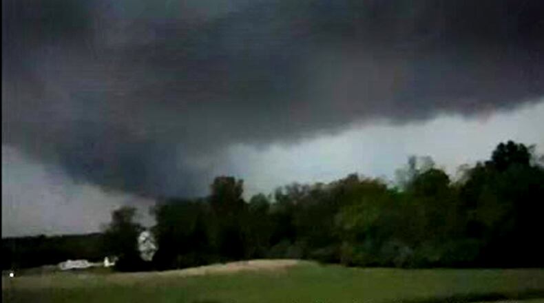 Jason and Lisa Rankey shared this photo of a possible funnel cloud taken from their Reily Twp. house in Butler County looking south toward Indiana. The image was taken at 9:11 p.m. Tuesday, May 7, 2024. CONTRIBUTED