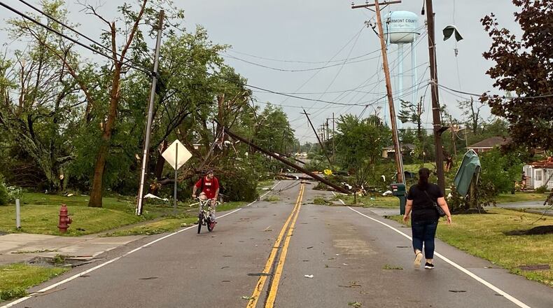 Damage throughout the township of Goshen after a tornado touched down nearby on Wednesday. JESSICA HART/WCPO