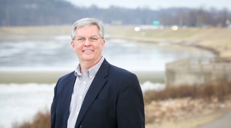 Paul Kling, chief operating officer of kWRiver Hydroelectric, which is one of eight companies chosen to be part of the first-ever Pipeline H2O class. kWRiver Hydroelectric has new technology for creating electricity from low-level dams like the one on the Great Miami River south of Hamilton’s downtown. GREG LYNCH / STAFF