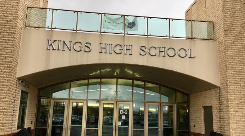 Instead of a traditional in-person graduation, which are now banned by the state in reaction to the threat of the coronavirus, Kings High School’s graduating seniors will be featured in a local TV program broadcast in Greater Cincinnati on May 31. Seniors will also have a drive-by diploma and graduation photo opportunity in front of the Warren County high school. (File Photo/Journal-News)