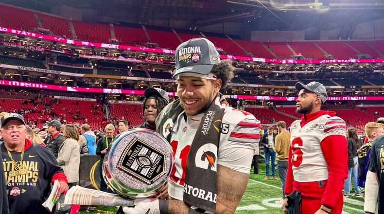 Alter grad C.J. Hicks celebrates after beating Notre Dame. Marcus Hartman/STAFF