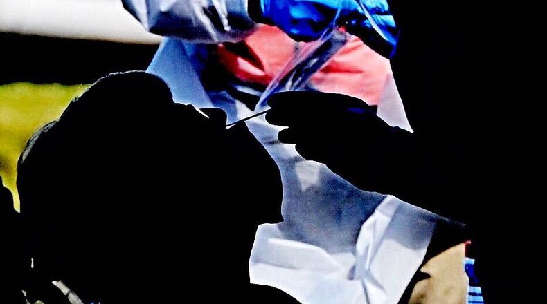 A pop-up test site for coronavirus opened at Five Rivers Greene County Health Center in Xenia Wednesday. MARSHALL GORBY\STAFF