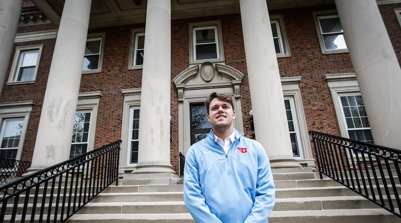 Max DiGiacomo, a 2022 University of Dayton graduate, landed a finance job in February. The class of 2022 is finding it easier to be hired straight out of college as opposed to the classes of the previous two years, who saw hiring rates plummet because of the pandemic. JIM NOELKER/STAFF