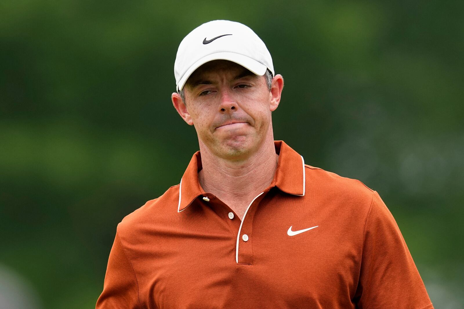 Rory McIlroy, of Northern Ireland, walks on the third hole during the second round of the PGA Championship golf tournament at the Quail Hollow Club, Friday, May 16, 2025, in Charlotte, N.C. (AP Photo/David J. Phillip)