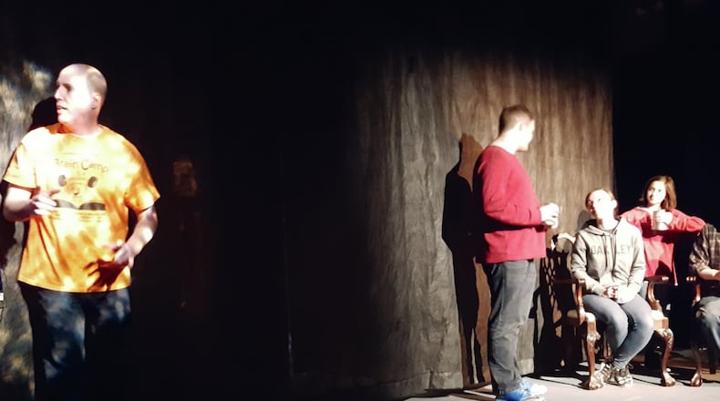 Glenn Schaich (Scrooge) discusses his fate with Claire La Nicca, the Ghost of Christmas Present. Also picutred: David Jenkins, Grace Griffith, Elizabeth Lindon and Jackson Cornwell. CONTRIBUTED